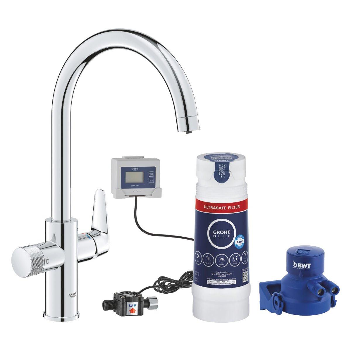 Grohe Blue Pure BauCurve C - kifolyós kezdőkészlet Ultrasafe szűrővel, króm (30582000)