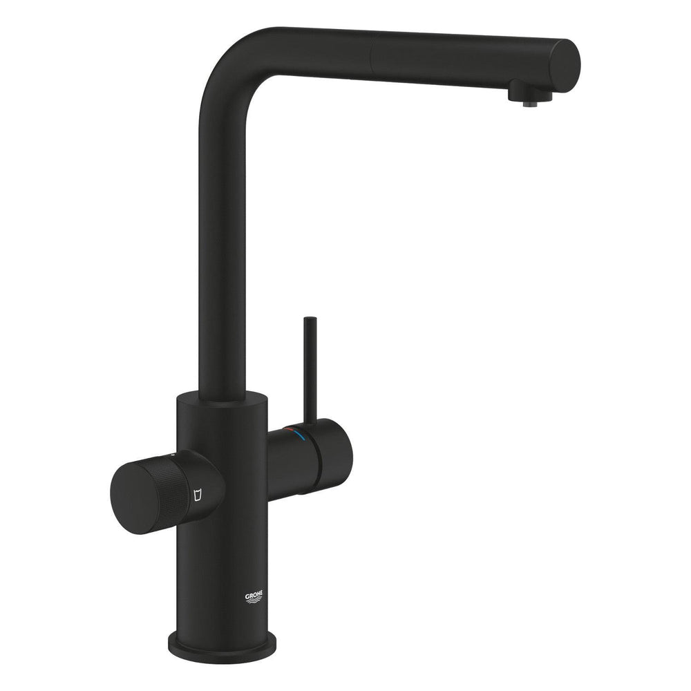 Grohe Blue Pure Minta L - kifolyós vízszűrős csaptelep kihúzható fejjel, szín: phantom black (30590KF0)