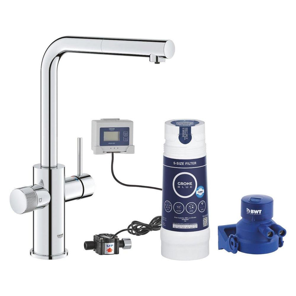 Grohe Blue Pure Minta L - kifolyós kezdőkészlet S - es méretű filterrel, kihúzható fejjel, króm (30591000)