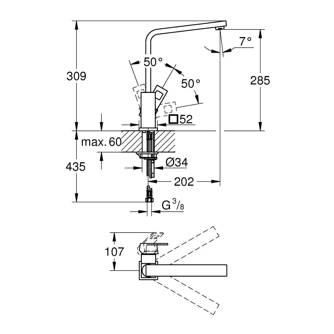 Grohe Eurocube mosogató csaptelep álló (31255000)