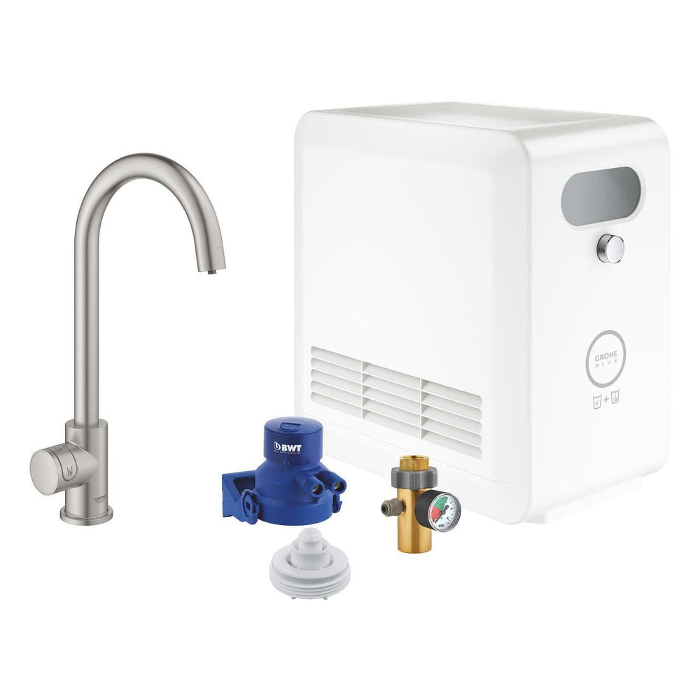 Grohe Blue Professional C - kifolyós kezdőkészlet Mono csapteleppel, szín: SuperSteel (31302DC2)