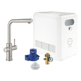 Grohe Blue Professional L-kifolyós kezdőkészlet kihúzható fejjel, szín: SuperSteel (31326DC2)