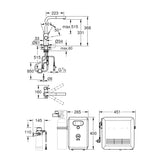Grohe Blue Professional L-kifolyós kezdőkészlet kihúzható fejjel, szín: SuperSteel (31326DC2) - méretrajz