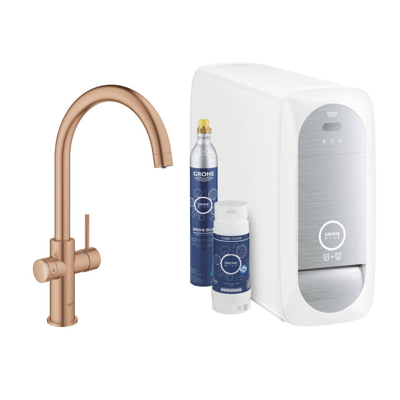 Grohe Blue Home C - kifolyós kezdőkészlet S - es méretű filterrel, Brushed Warm Sunset (31455DL1)