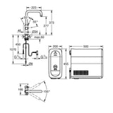 Grohe Blue Home U-kifolyós kezdőkészlet S-es méretű filterrel, króm (31456001) - méretrajz