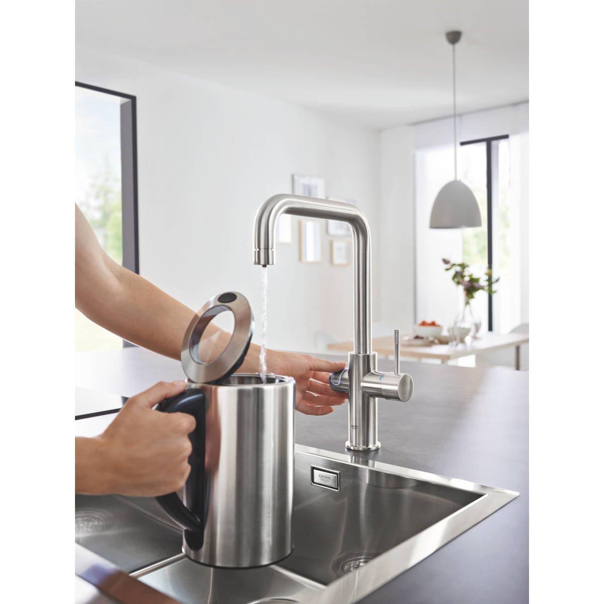 Grohe Blue Home U - kifolyós kezdőkészlet S - es méretű filterrel, szín: SuperSteel (31456DC1)