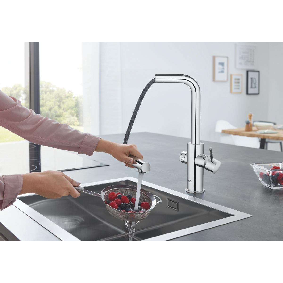 Grohe Blue Home L-kifolyós kezdőkészlet S-es méretű filterrel, kihúzható fejjel, króm (31539000)