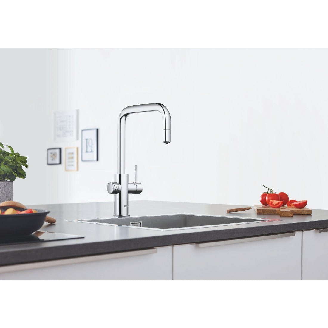 Grohe Blue Home U-kifolyós kezdőkészlet S-es méretű filterrel, kihúzható fejjel, króm (31543000)