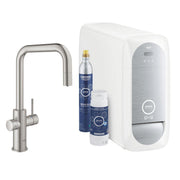 Grohe Blue Home U - kifolyós kezdőkészlet S - es méretű filterrel, kihúzható fejjel, szín: SuperSteel (31543DC0)