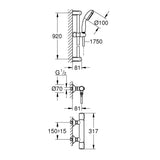 Grohe Grohtherm 500 termosztátos zuhany csaptelep, zuhanyszettel (Tempesta zuhanyfej, 900mm tartó)-3