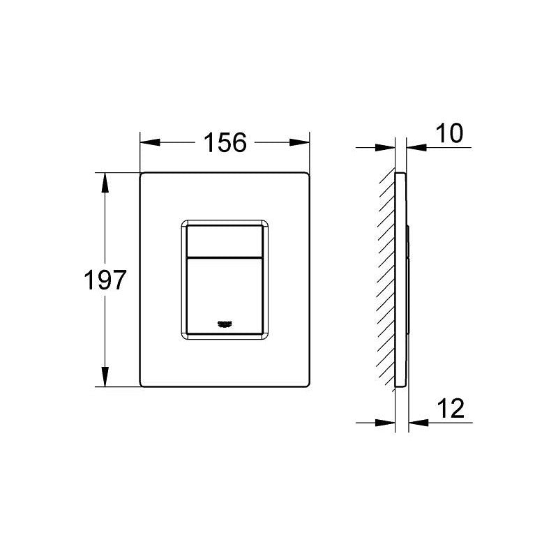 Grohe Skate Cosmopolitan wc-tartály nyomólap króm (38732000) - méretrajz