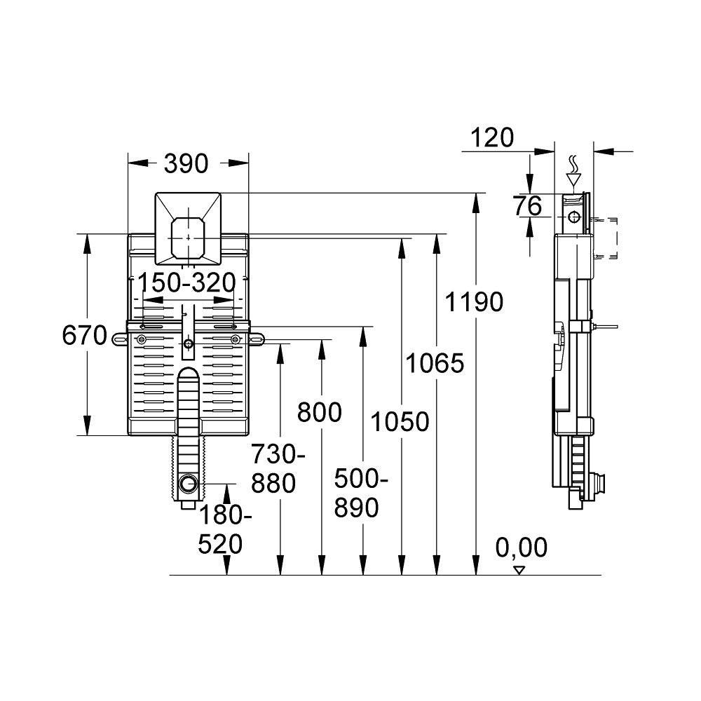 Grohe Uniset falba építhető vizelde szerelőelem (38785000)