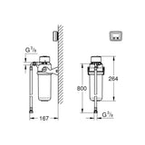 Grohe Blue aktív szénszűrő kezdőkészlet (41136000) - méretrajz