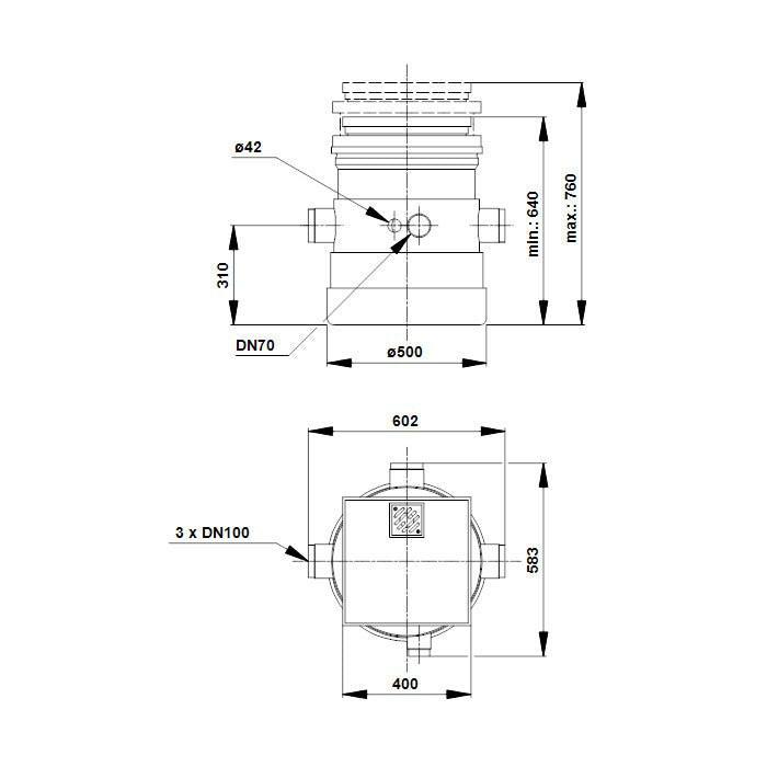 GRUNDFOS Liftaway B átemelő AP 12 - kifutó (96003975) - méretrajz