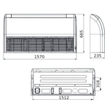 Gree mono split klíma szett parapetes 12 kW (GUD125ZD/A-T) - méretrajz