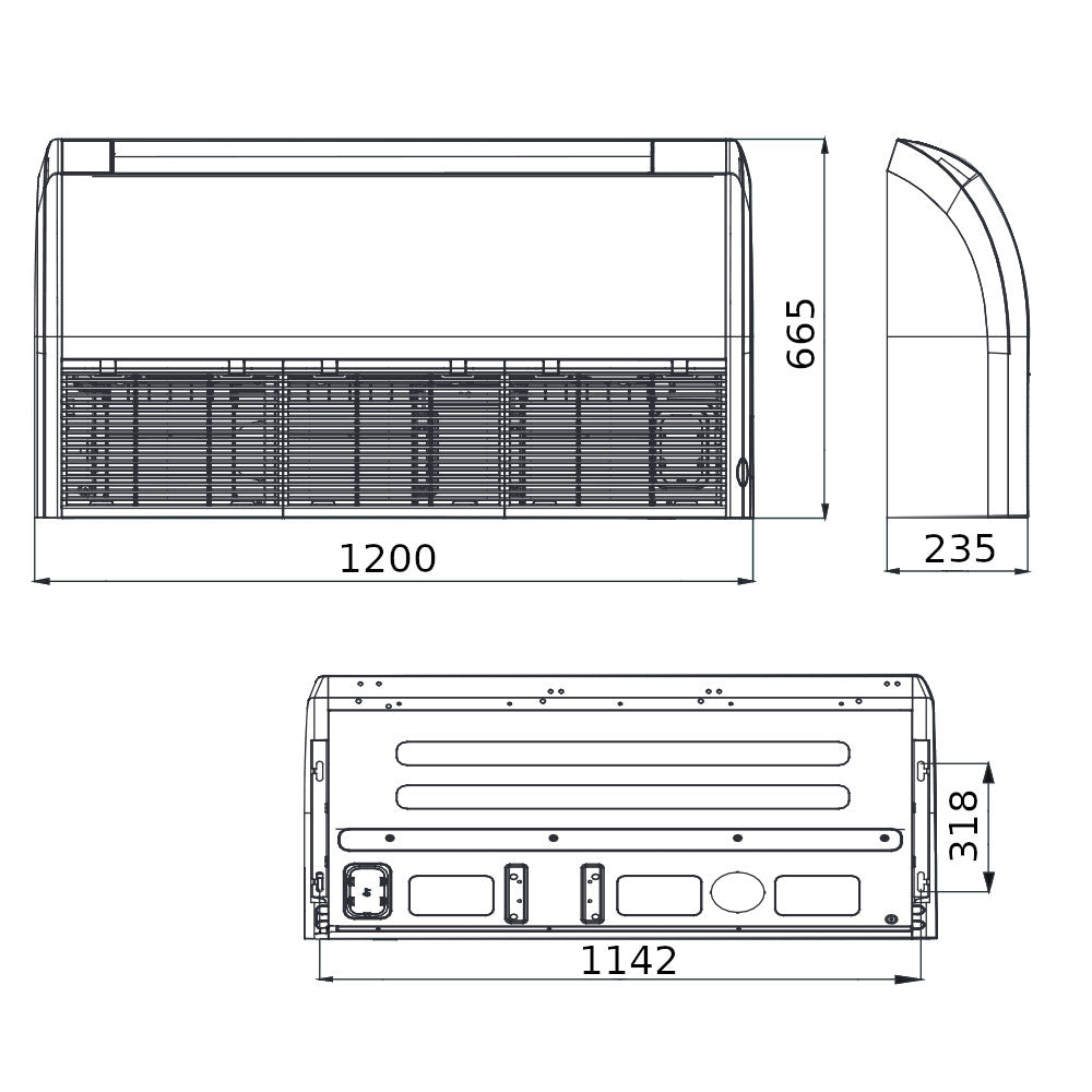 Gree mono split klíma szett parapetes 7.0 kW (GUD71ZD/A-T) - méretrajz