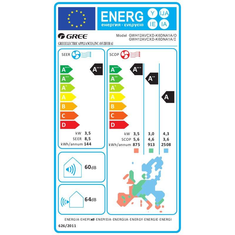 Gree Airy mono split klíma szett 3.5 kW (GWH12AVCXD - K6DNA1A)