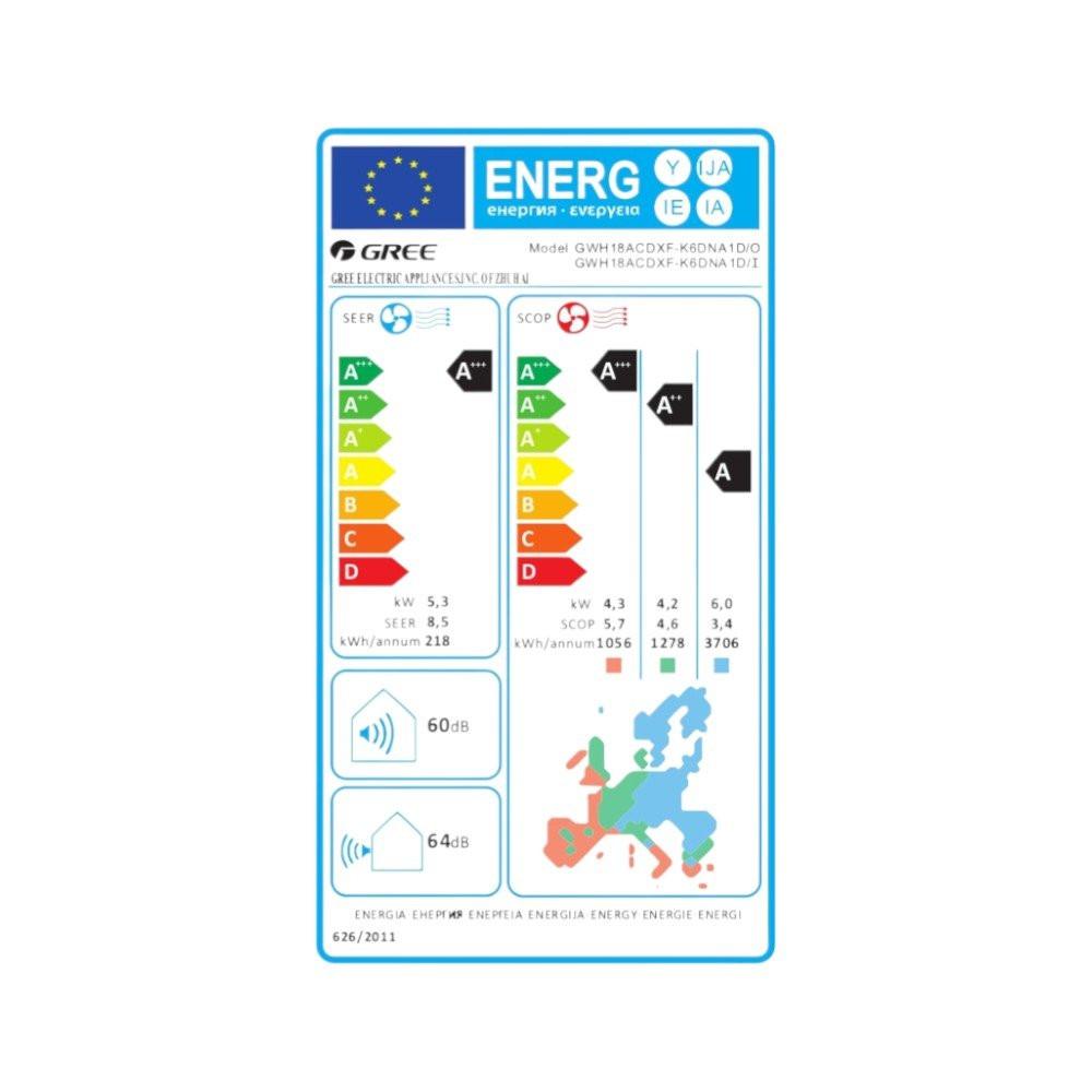 Gree Dark Pro mono split klíma szett 5.3 kW (GWH18ACDXF - K6DNA1D - D)