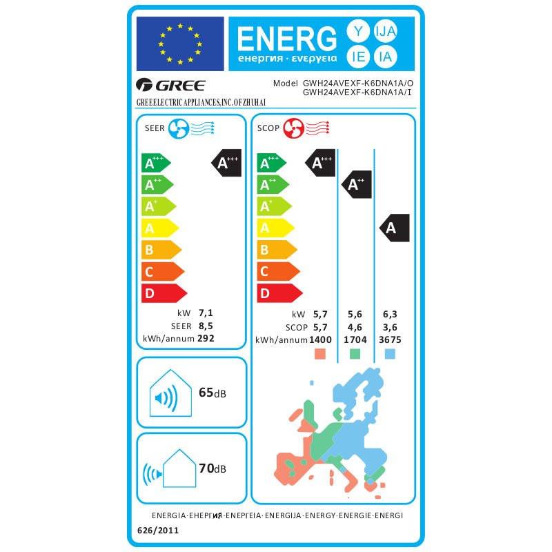 Gree Airy mono split klíma szett 7.1 kW (GWH24AVEXF - K6DNA1A)