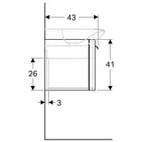 Geberit myDay alsó szekrény mosdóhoz, egy fiókkal, 49.5x41x43cm, fehér színű/magasfényű lakkozott (Y824060000) - méretrajz