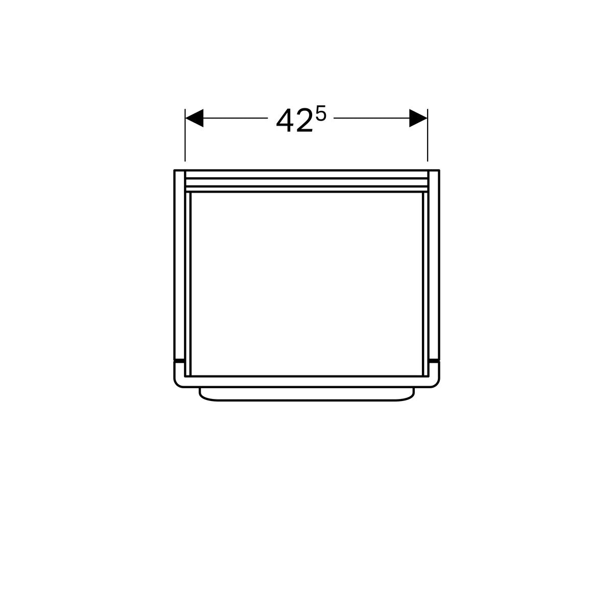 Geberit myDay alsó szekrény mosdóhoz, egy fiókkal, 49.5x41x43cm, fehér színű/magasfényű lakkozott (Y824060000) - méretrajz