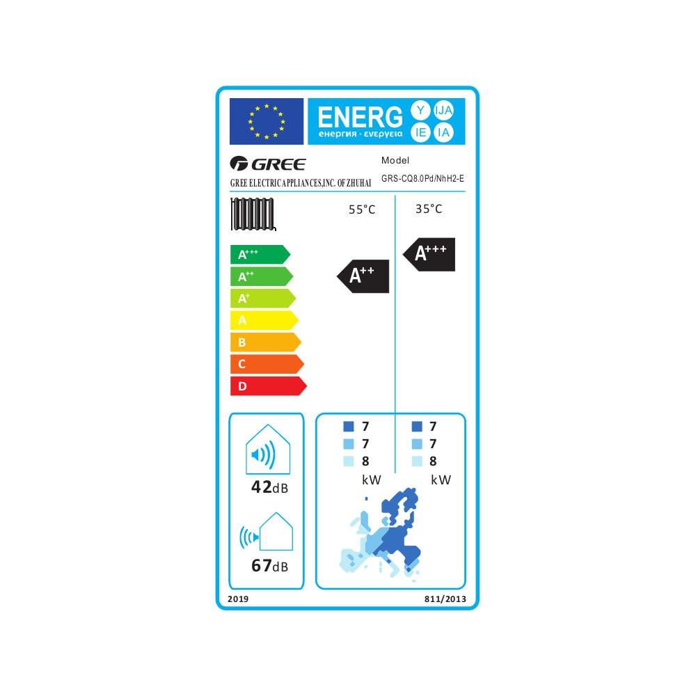 Gree Versati III osztott levegő - víz hőszivattyú, 7,5kW, R32, 1 fázis (GRS - CQ8.0Pd/NhH2 - E)