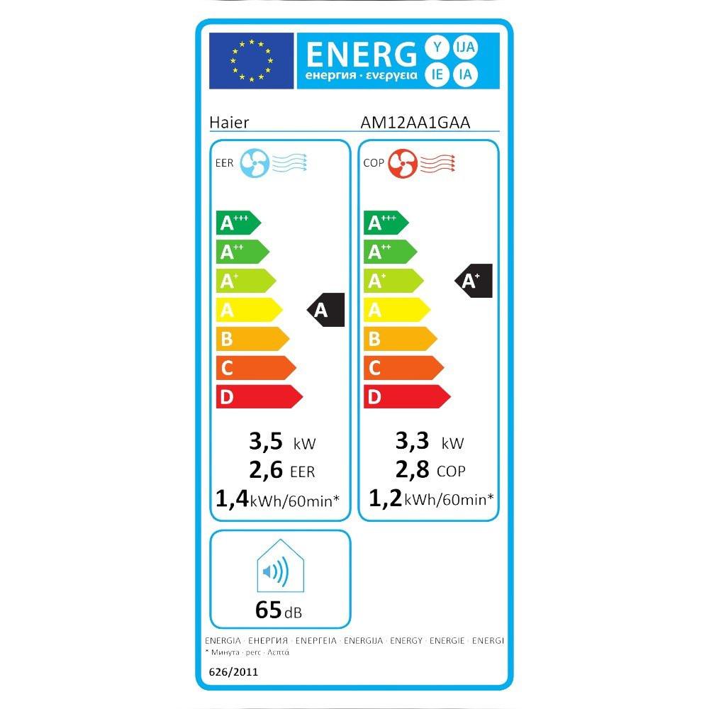 HAIER AM12AA1GAA hűtő - fűtő mobil klíma berendezés R290 3,5 kW (HAIER - AM12AA1GAA)