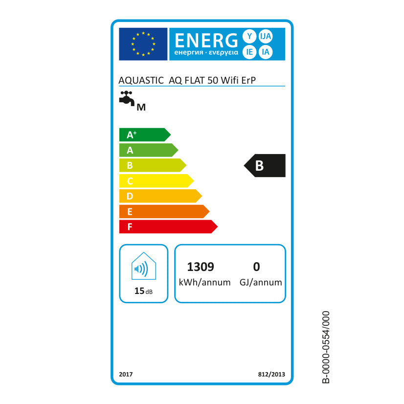 Hajdu Aquastic AQ Flat WIFI F50 ErP szögletes elektromos vízmelegítő (2111613550) - energiacímke