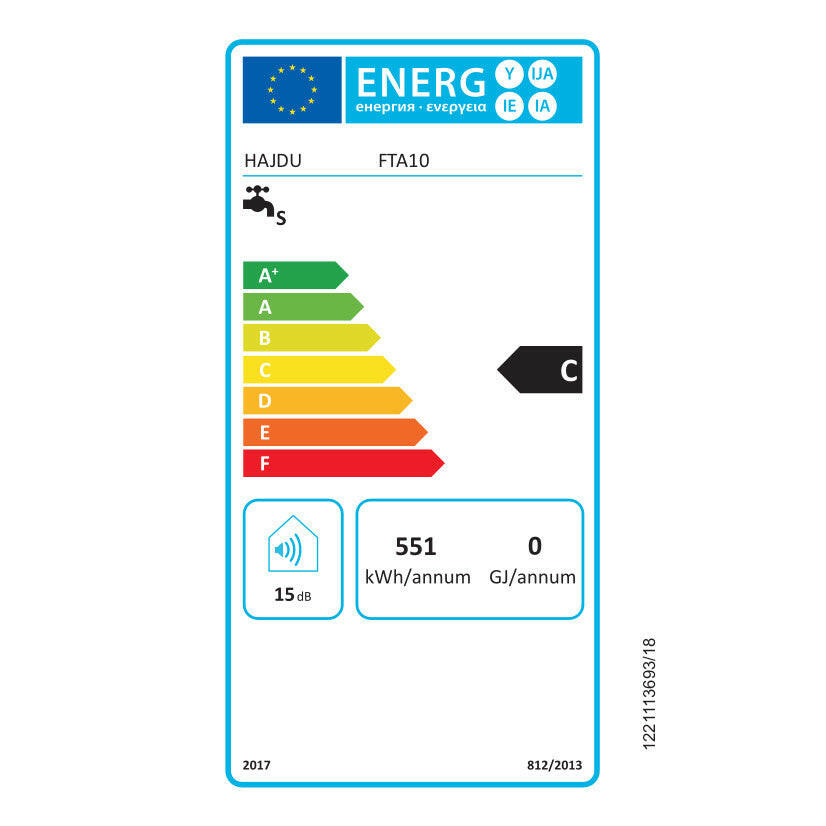 Hajdu FTA 10 átfolyós vízmelegítő 10 literes alsós egykaros csapteleppel (2121221212) - energiacímke