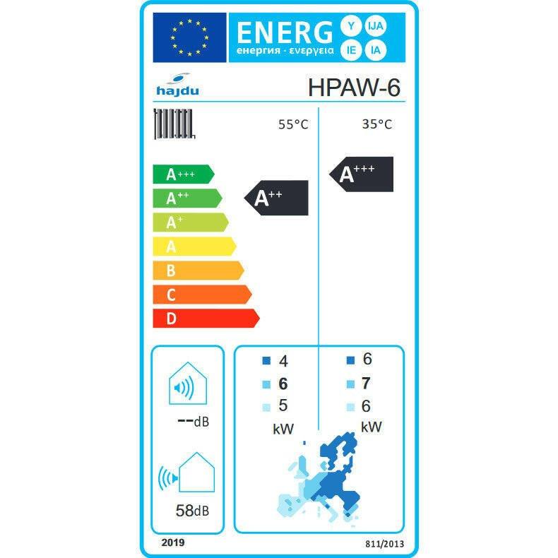 Hajdu HPAW - 6 NE levegő - víz fűtési/hűtési hőszivattyú 6kW, 1fázis, R32, elektromos fűtés nélkül (2239999616)
