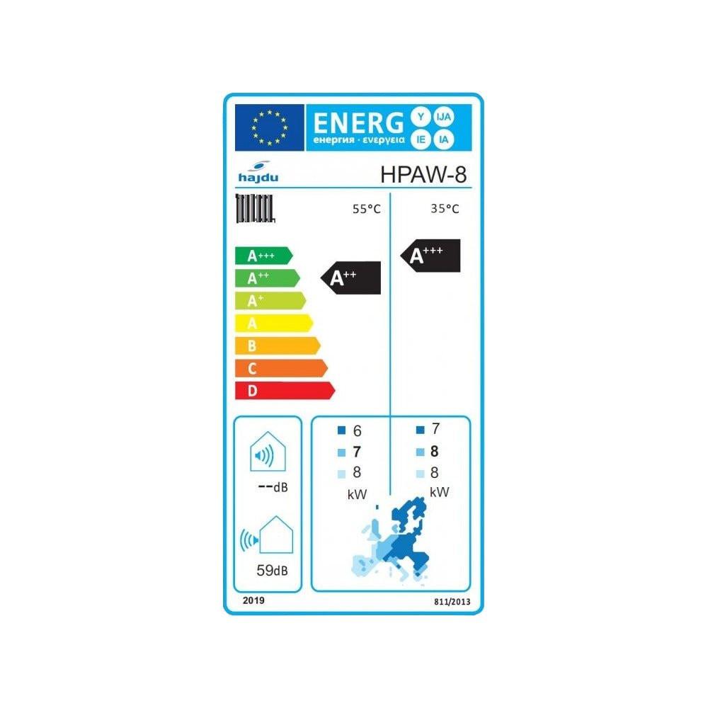 Hajdu HPAW - 8 NE levegő - víz fűtési/hűtési hőszivattyú 8kW, 1fázis, R32, elektromos fűtés nélkül (2239999617)