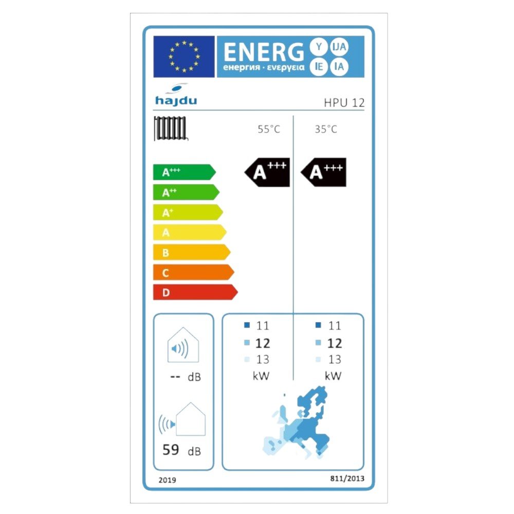Hajdu HPU 12 fűtési/hűtési levegő-víz hőszivattyú 12 kW 1 fázis elektromos fűtés nélkül(2239999633)