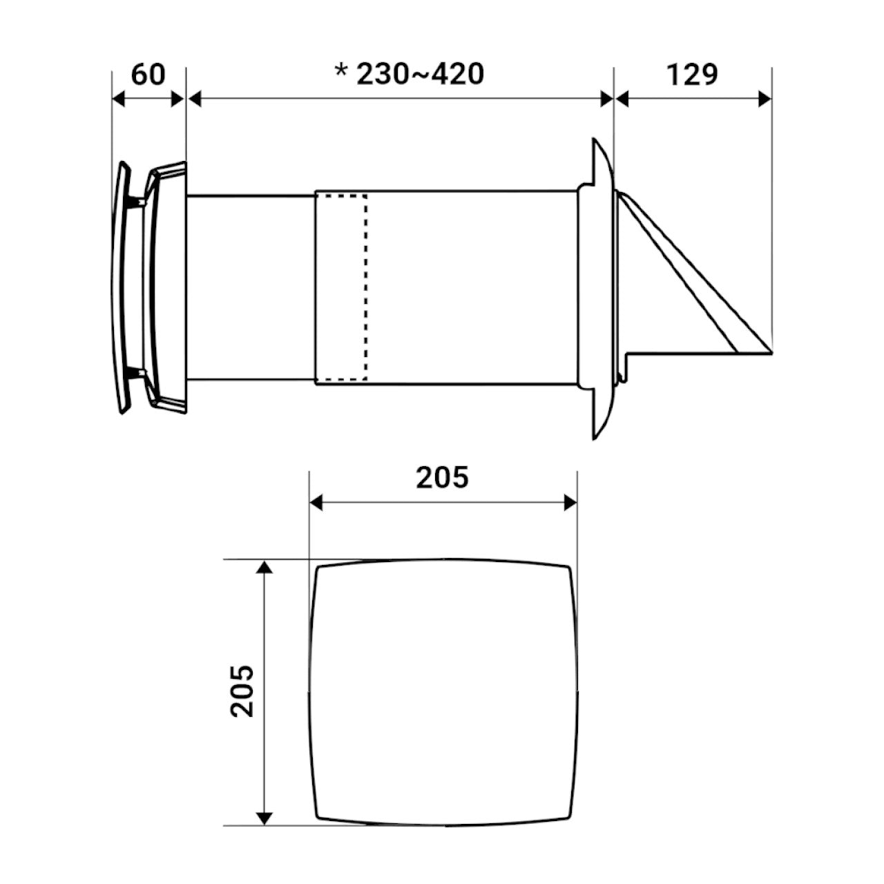 Hajdu AIR HR60 egyhelyiséges hővisszanyerős szellőztető (2436000010) - méretrajz