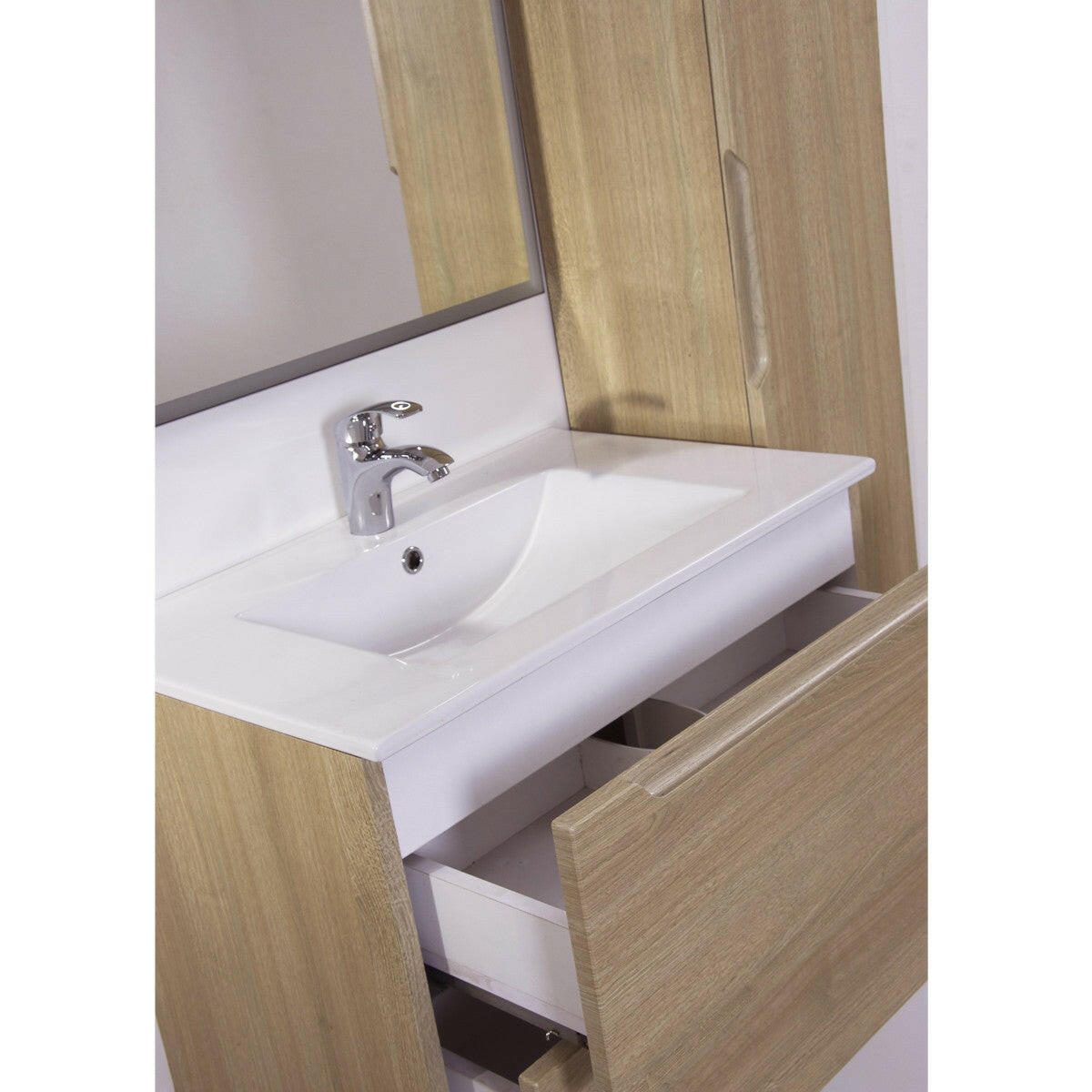 Hartyán bútor Elit mosdós szekrény, 60 cm, Sonoma, 2 fiókkal + KYRA 61 kerámia mosdó-2