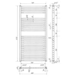 HBF CYDUSH "E" törölközőszárító radiátor 600x1250 fehér 1020 W-2