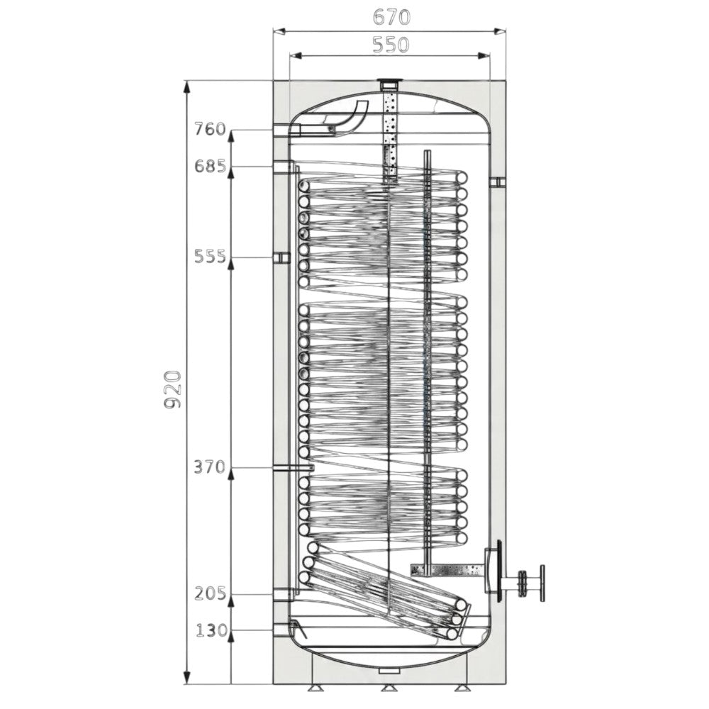 Heizer BSE-200 indirekt tároló hőszivattyúhoz álló, fix szigetelés, 1 hőcserélő, 200l