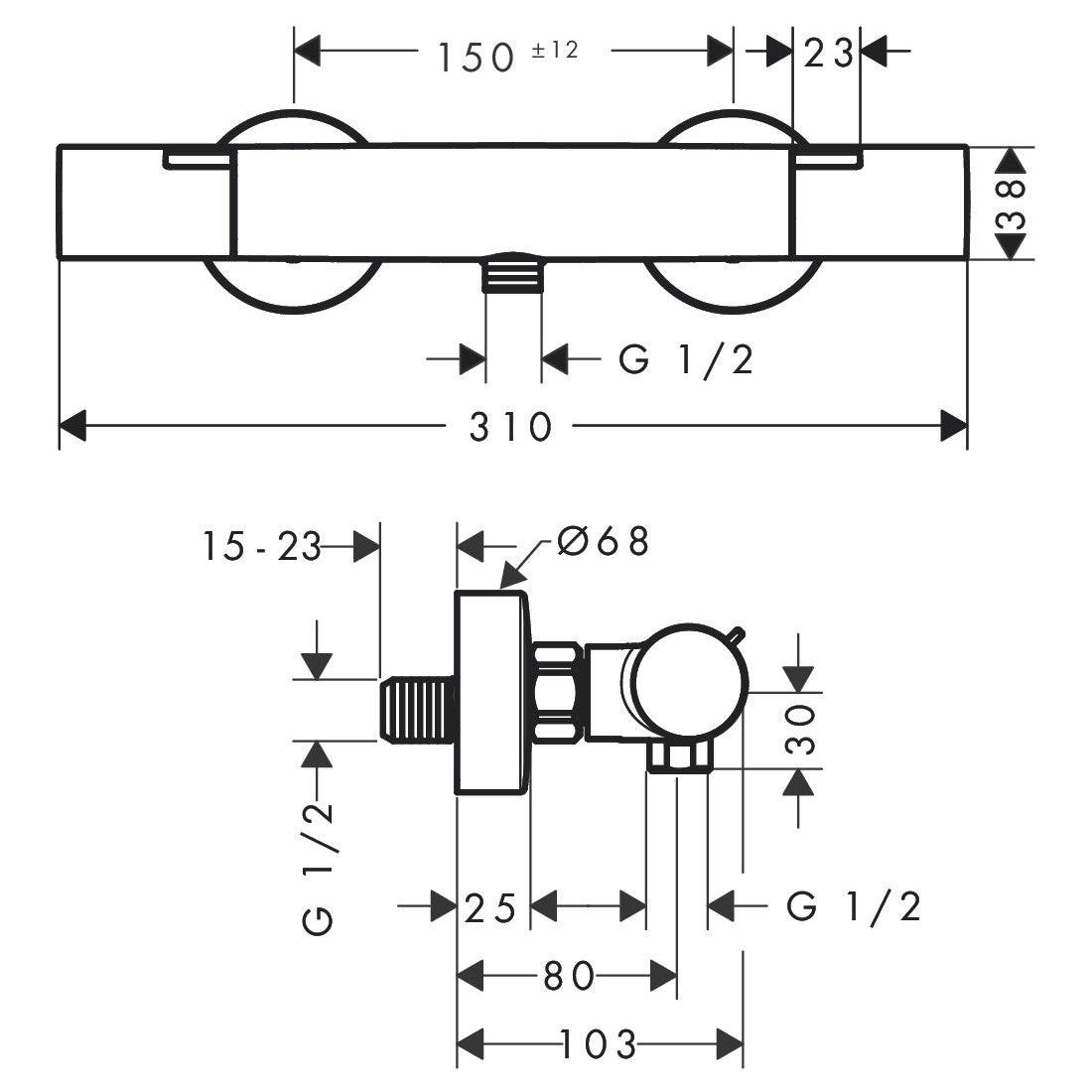 Hansgrohe Ecostat Fine zuhany csaptelep termosztátos, matt fekete (13324670)