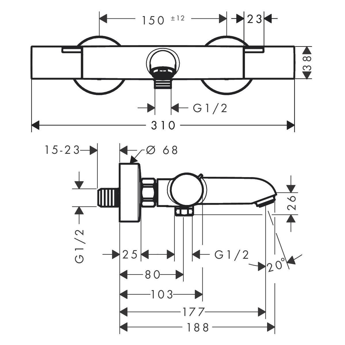 Hansgrohe Ecostat Fine kád csaptelep termosztátos, matt fekete (13325670)