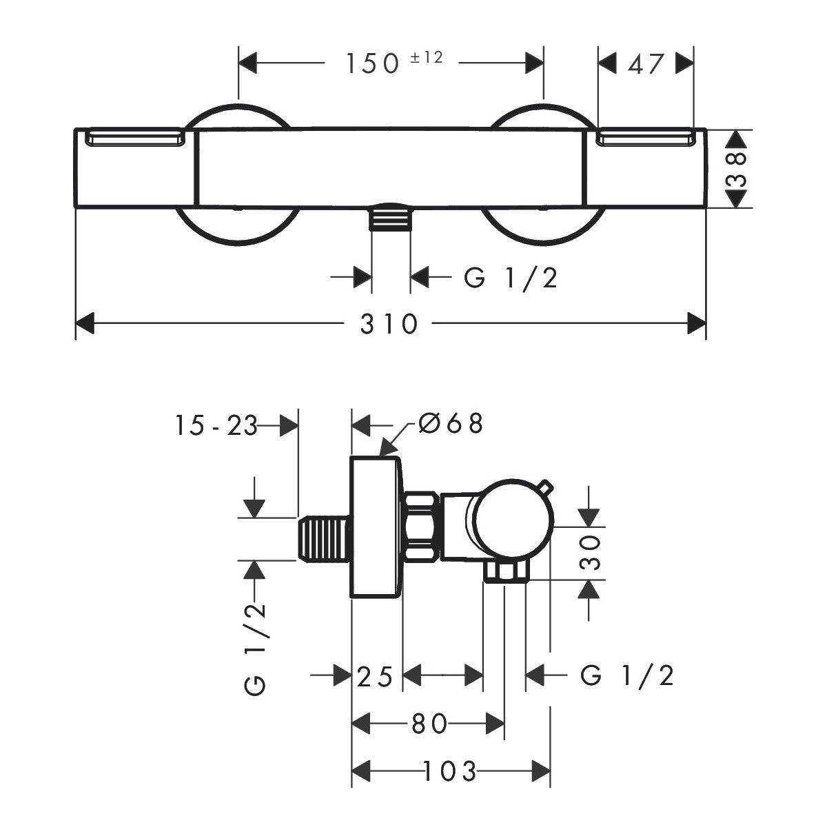 Hansgrohe Ecostat Element zuhany csaptelep termosztátos, króm (13346000)