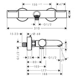 Hansgrohe Ecostat Element kád csaptelep termosztátos, matt fekete (13347670) - méretrajz