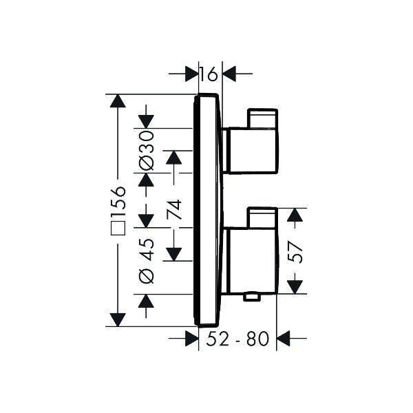 Hansgrohe Ecostat Square termosztát színkészlet falsík, 2 fogyasztó (15714000)