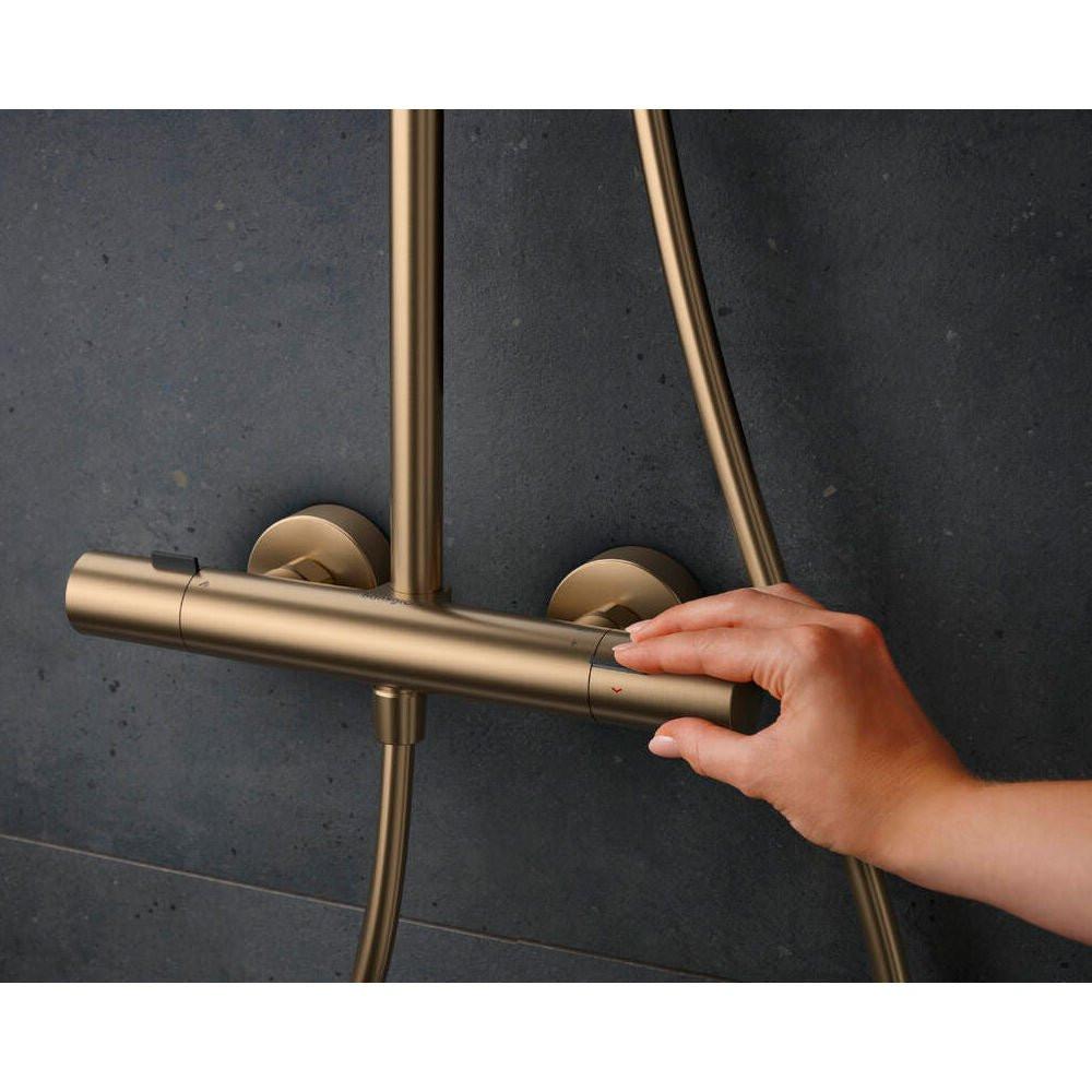 Hansgrohe Pulsify S Puro zuhanyrendszer termosztátos, kézizuhany 3jet, szálcsiszolt bronz (24236140)
