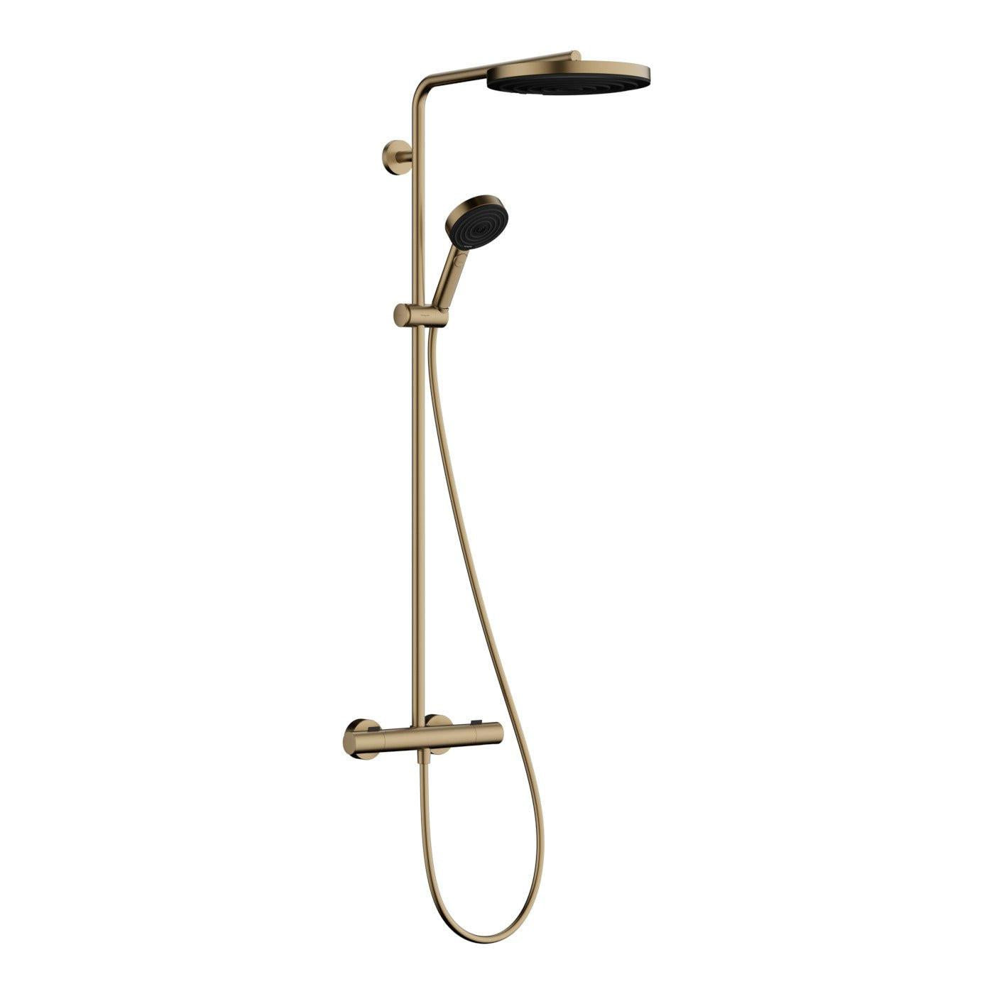 Hansgrohe Pulsify S Puro zuhanyrendszer termosztátos, EcoSmart, kézizuhany 3jet, szálcsiszolt bronz (24237140)