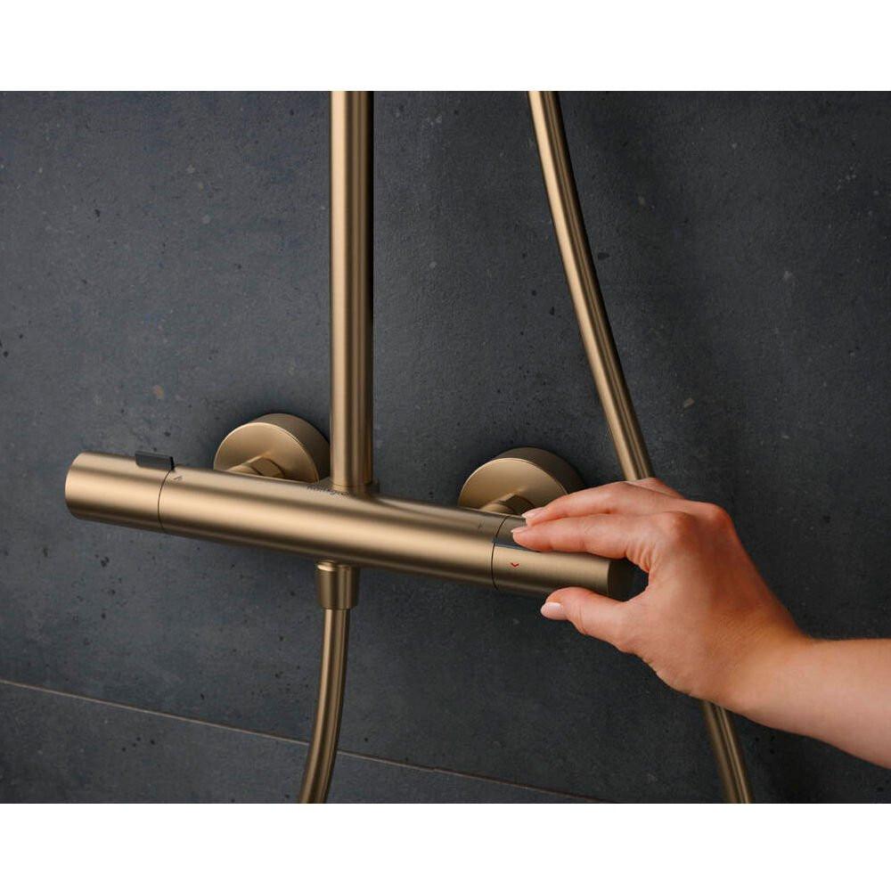 Hansgrohe Pulsify S Puro zuhanyrendszer termosztátos, EcoSmart, kézizuhany 3jet, szálcsiszolt bronz (24237140)