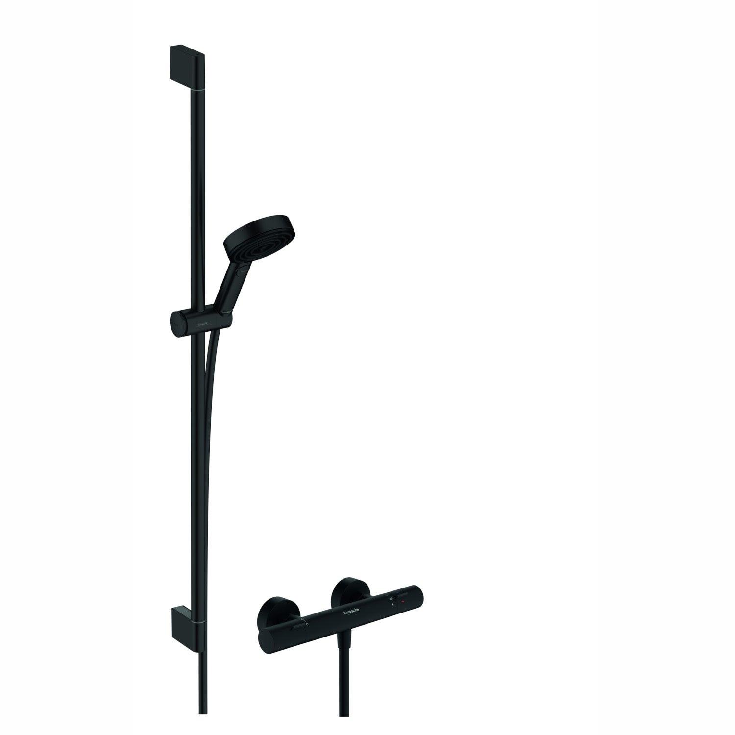 Hansgrohe Pulsify Select S zuhany rendszer termosztátos, 90cm - es zuhanyrúd, matt fekete (24261670)