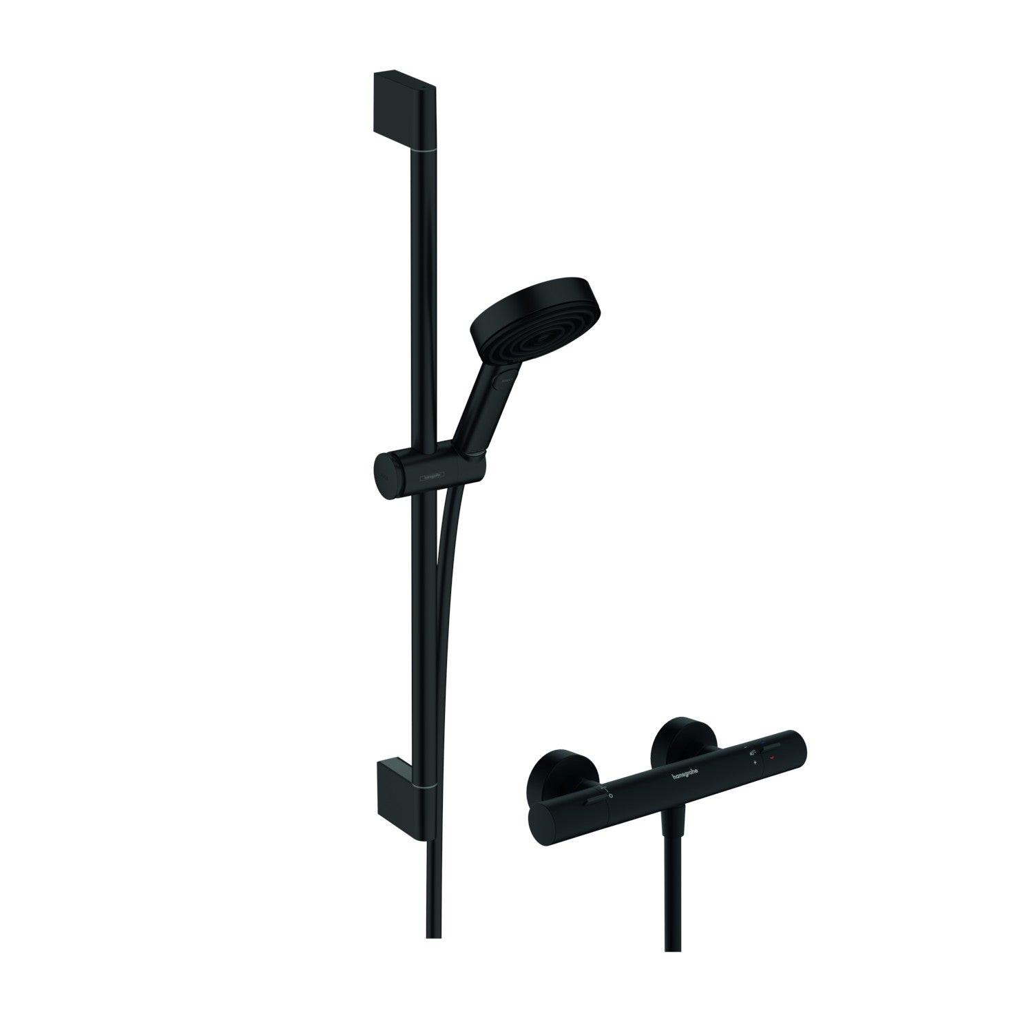 Hansgrohe Pulsify Select S zuhany rendszer termosztátos, 65cm - es zuhanyrúd, matt fekete (24262670)