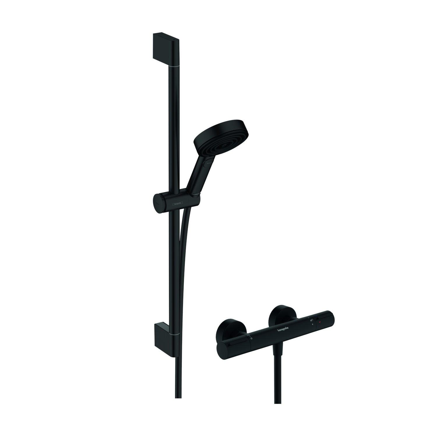 Hansgrohe Pulsify Select S zuhanyrendszer termosztátos, Ecostat Element, 65cm - es zuhanyrúd matt fekete (24272670)