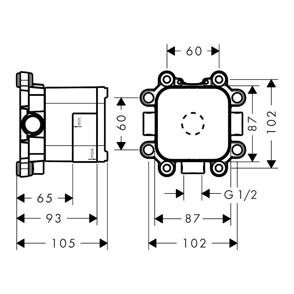 Hansgrohe Axor falon belüli egység alaptest LampShower fejzuhanyhoz (26909180)