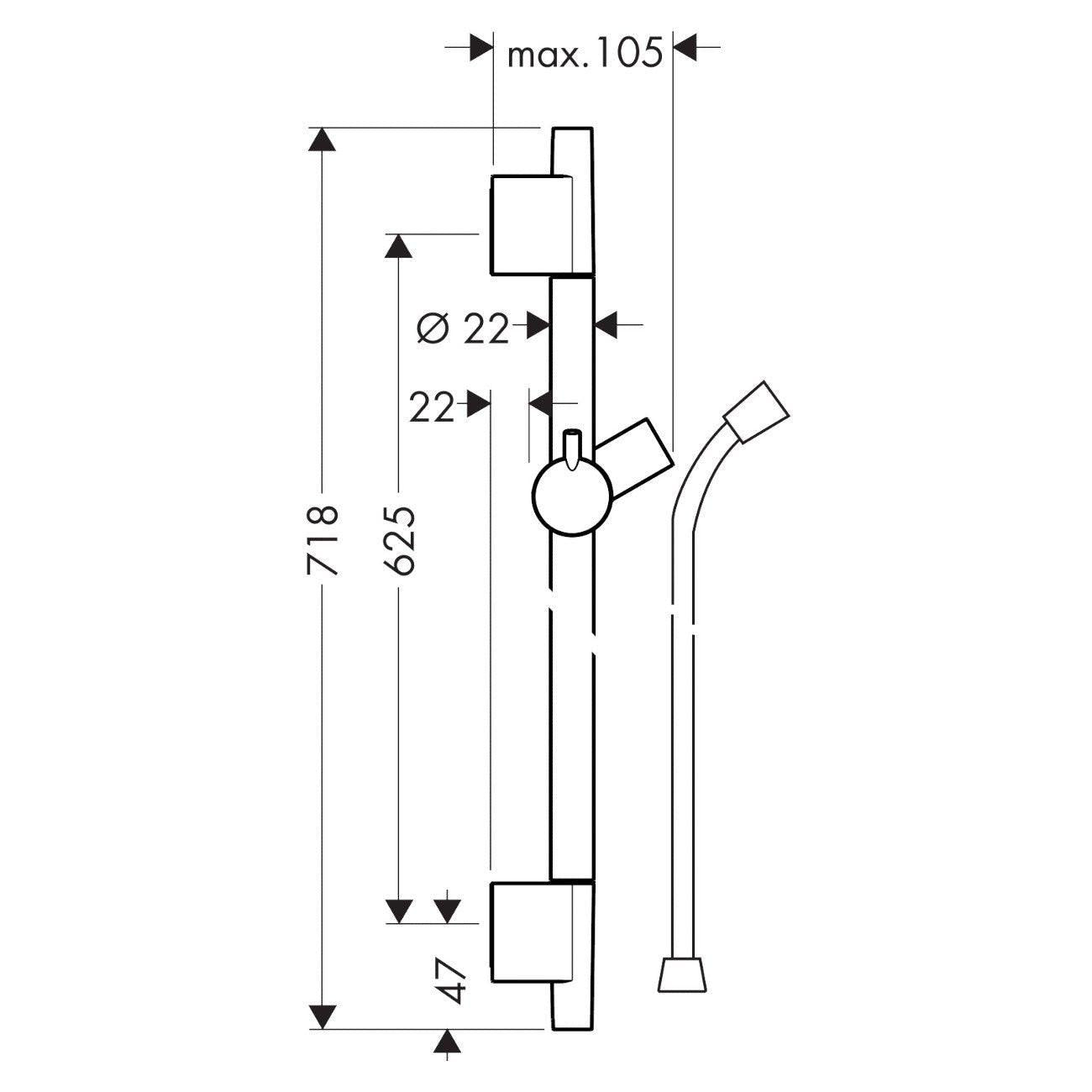 Hansgrohe Unica'S Puro zuhanyrúd 65 cm Matt fekete (28632670)