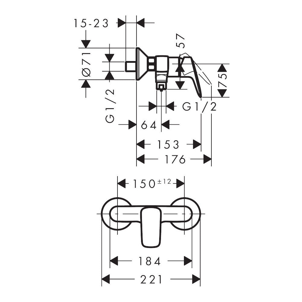 Hansgrohe Logis zuhany csaptelep (71600000) - méretrajz
